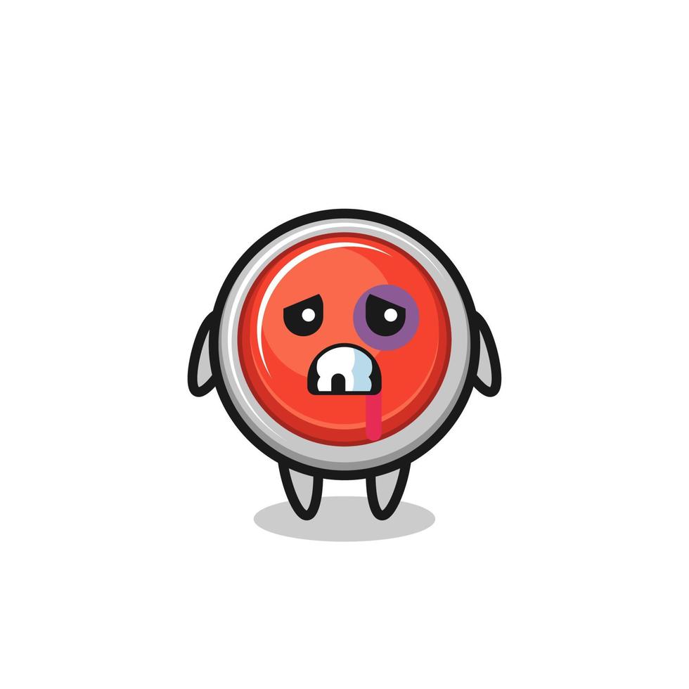 injured emergency panic button character with a bruised face vector