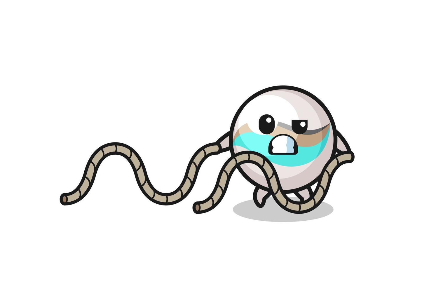 illustration of marble toy doing battle rope workout vector