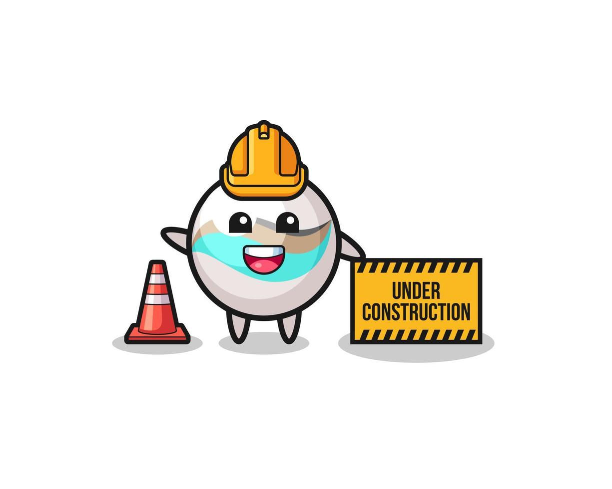 illustration of marble toy with under construction banner vector