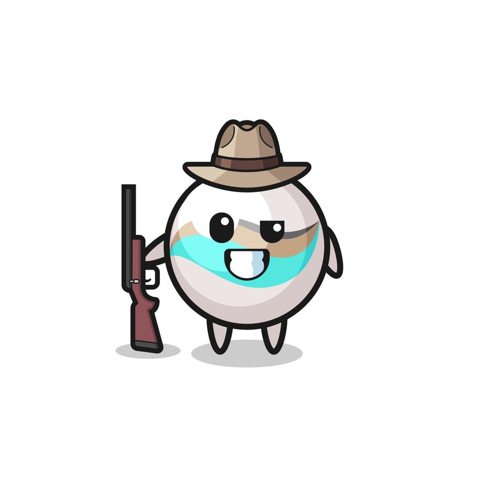 marble toy hunter mascot holding a gun vector