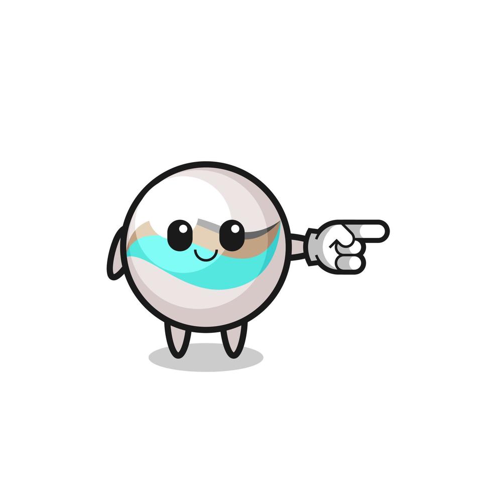 marble toy mascot with pointing right gesture vector