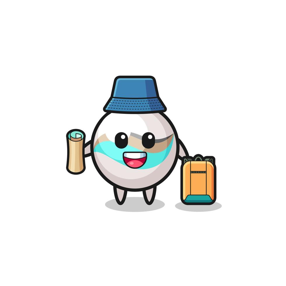 marble toy mascot character as hiker vector