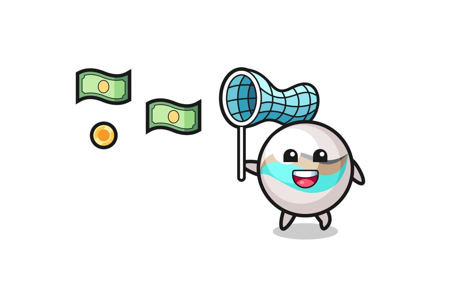 illustration of the marble toy catching flying money vector