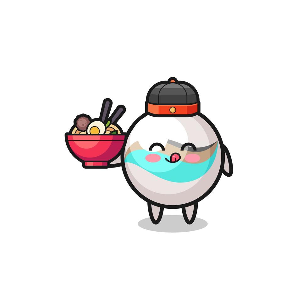 marble toy as Chinese chef mascot holding a noodle bowl vector