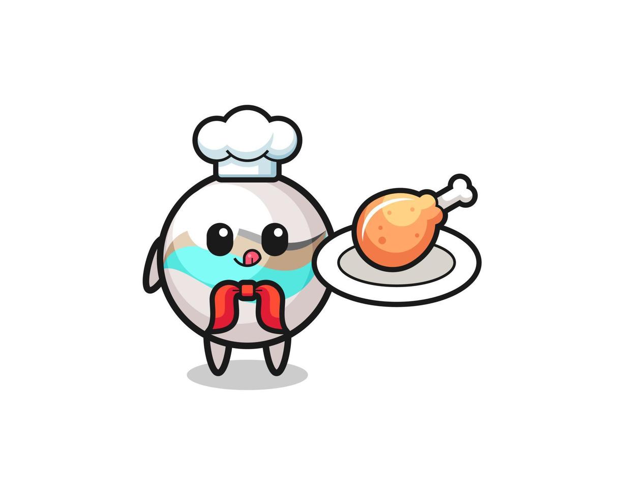 marble toy fried chicken chef cartoon character vector