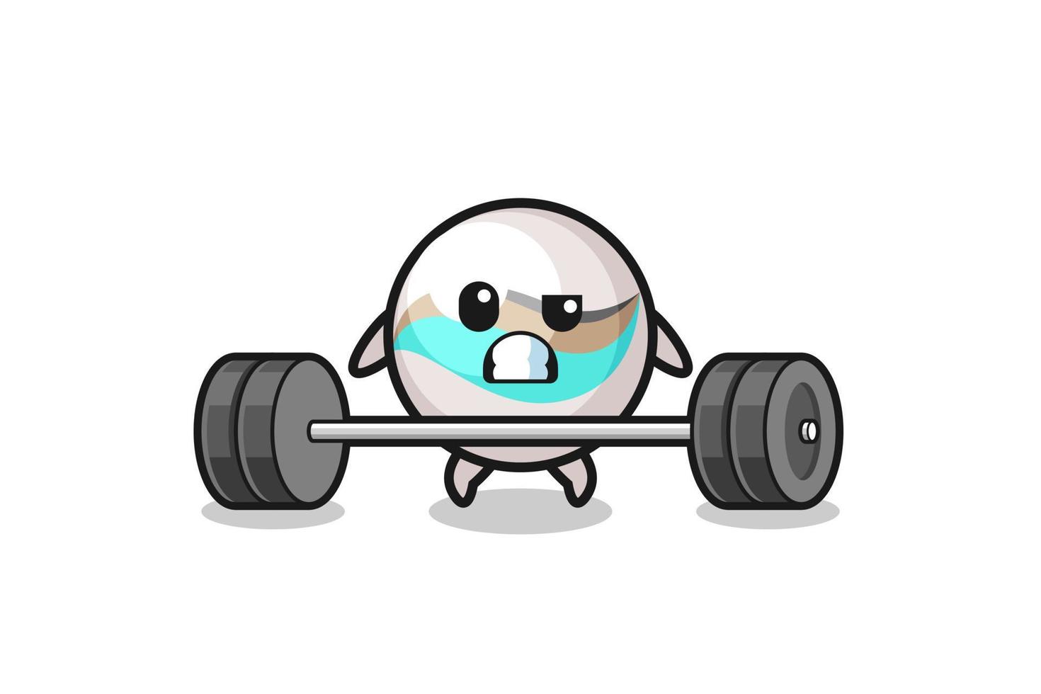 cartoon of marble toy lifting a barbell vector