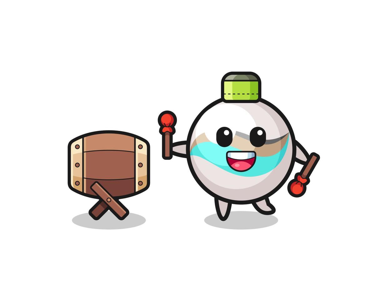 marble toy muslim cartoon is beating the bedug vector