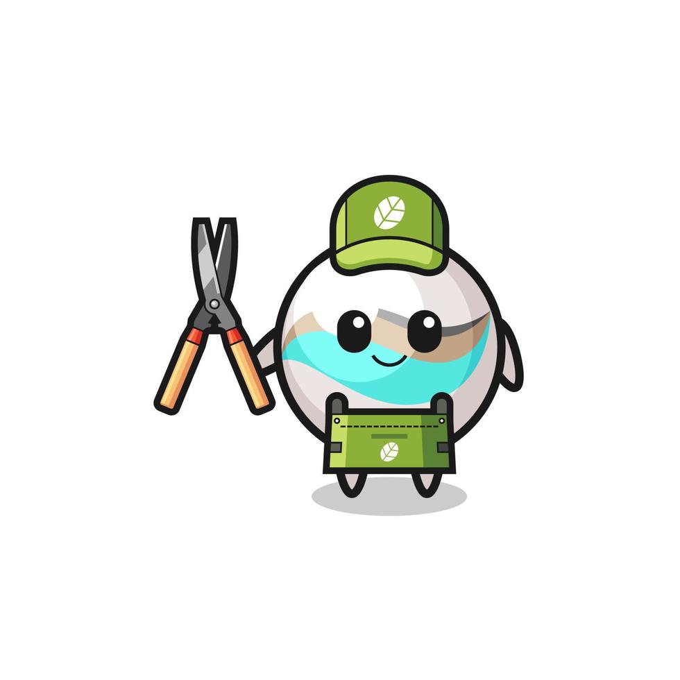 cute marble toy as gardener mascot vector