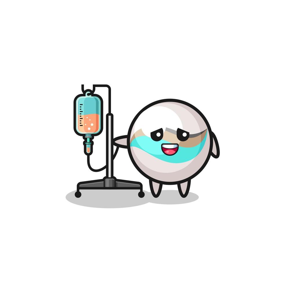 cute marble toy character standing with infusion pole vector