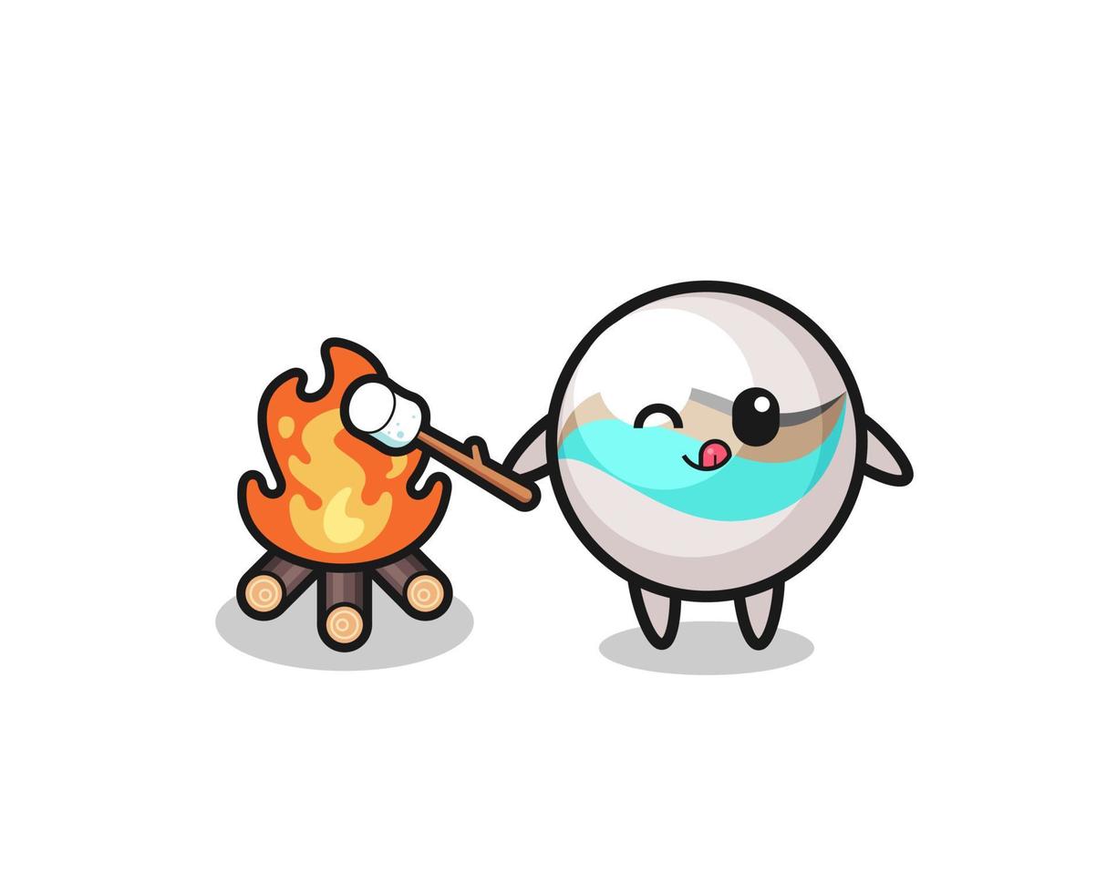 marble toy character is burning marshmallow vector