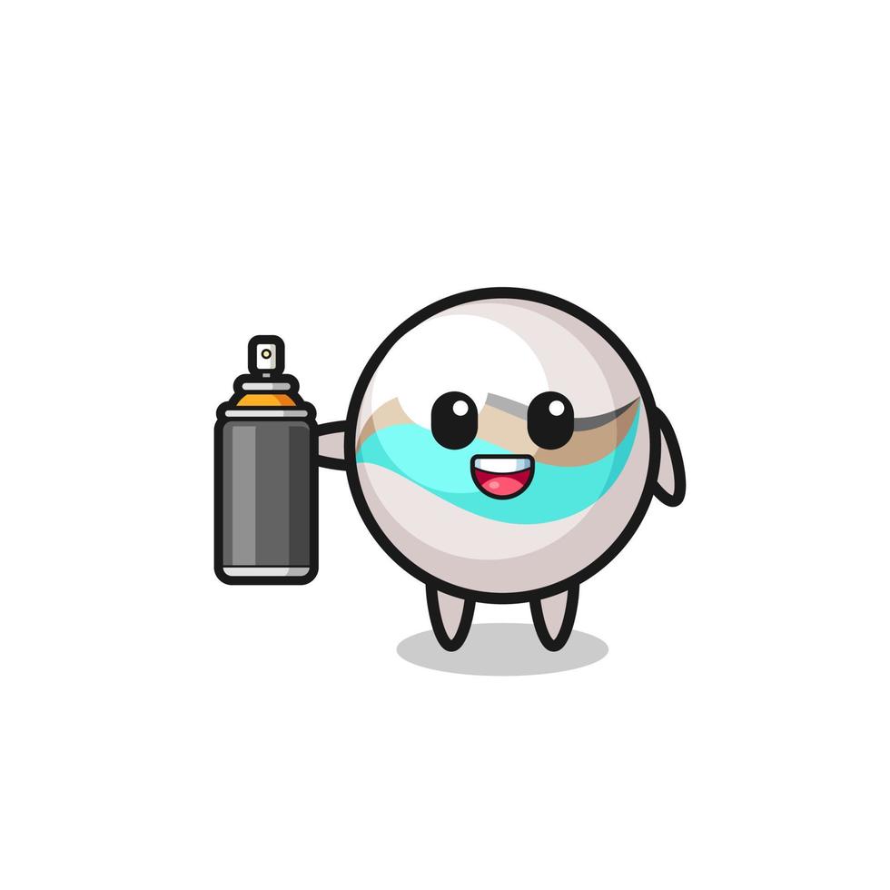 the cute marble toy as a graffiti bomber vector