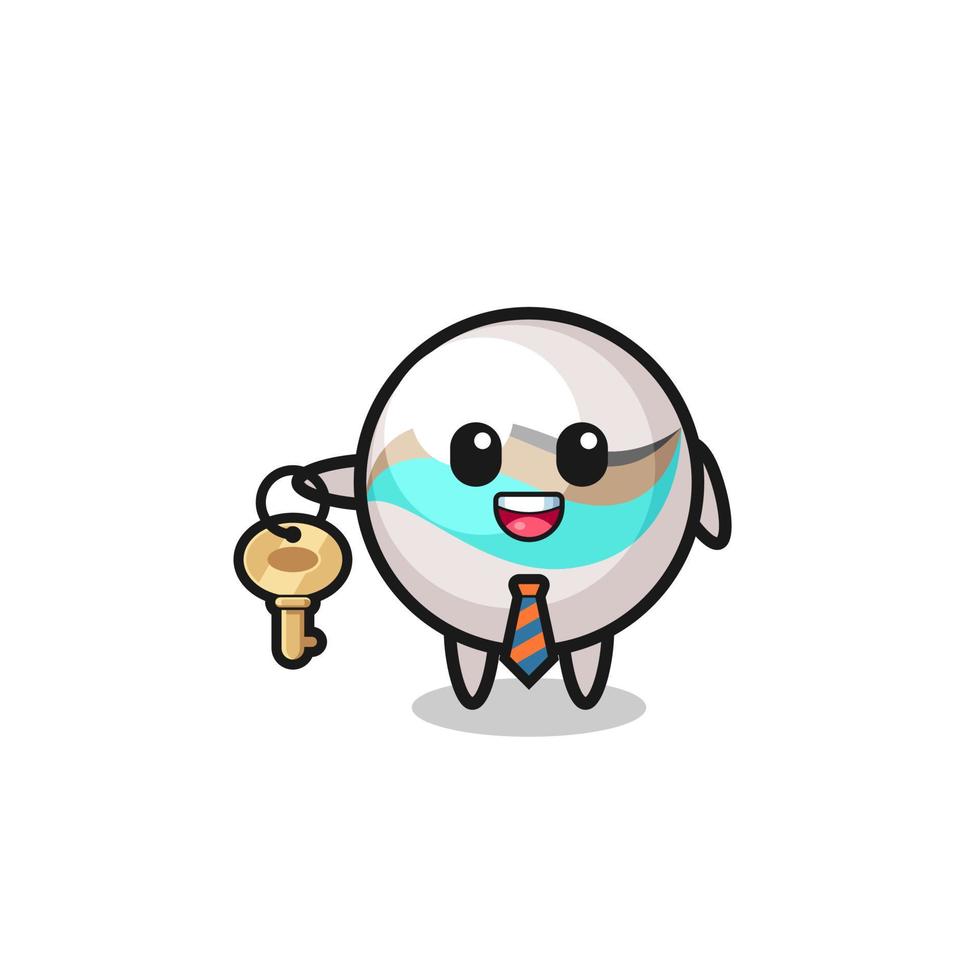 cute marble toy as a real estate agent mascot vector