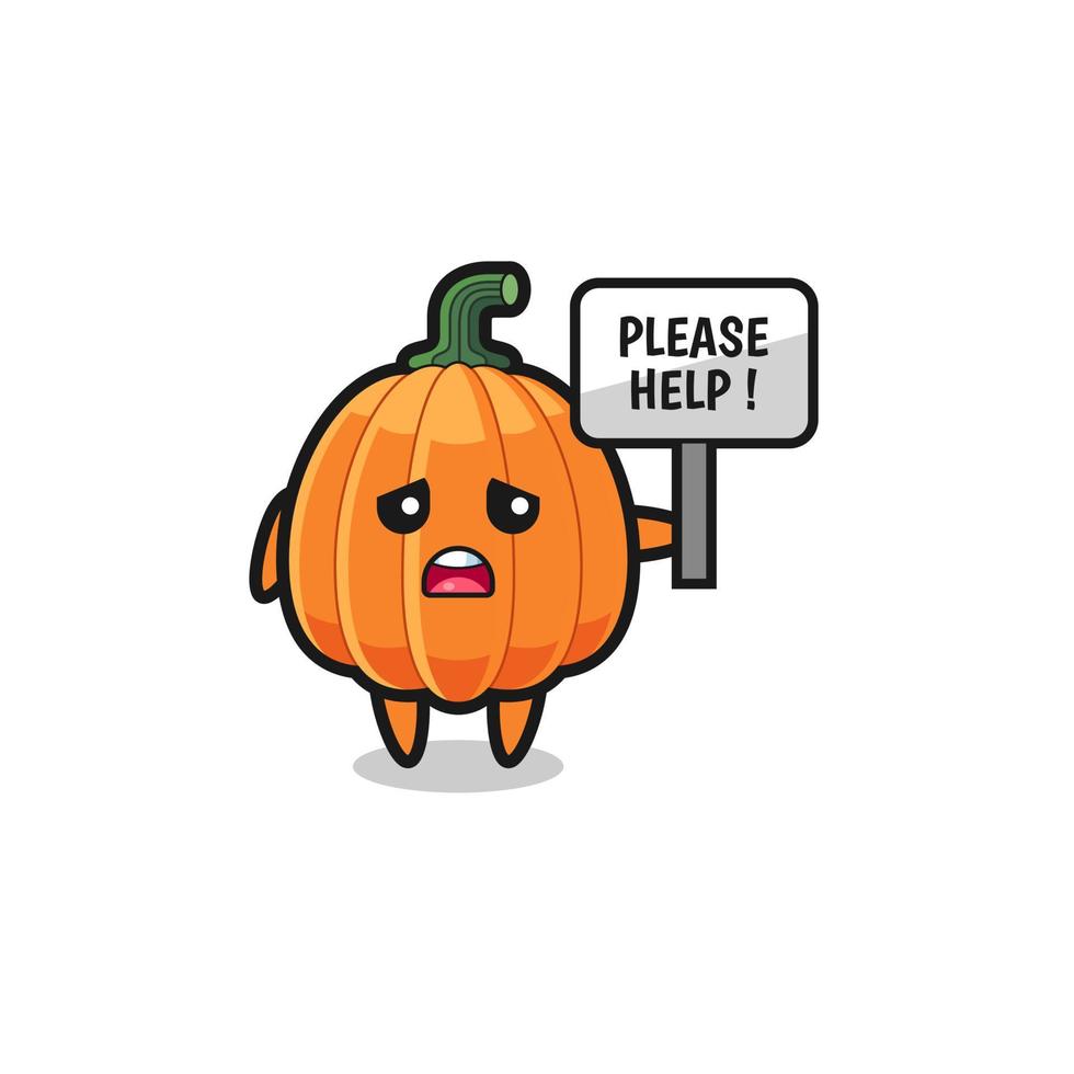 cute pumpkin hold the please help banner vector