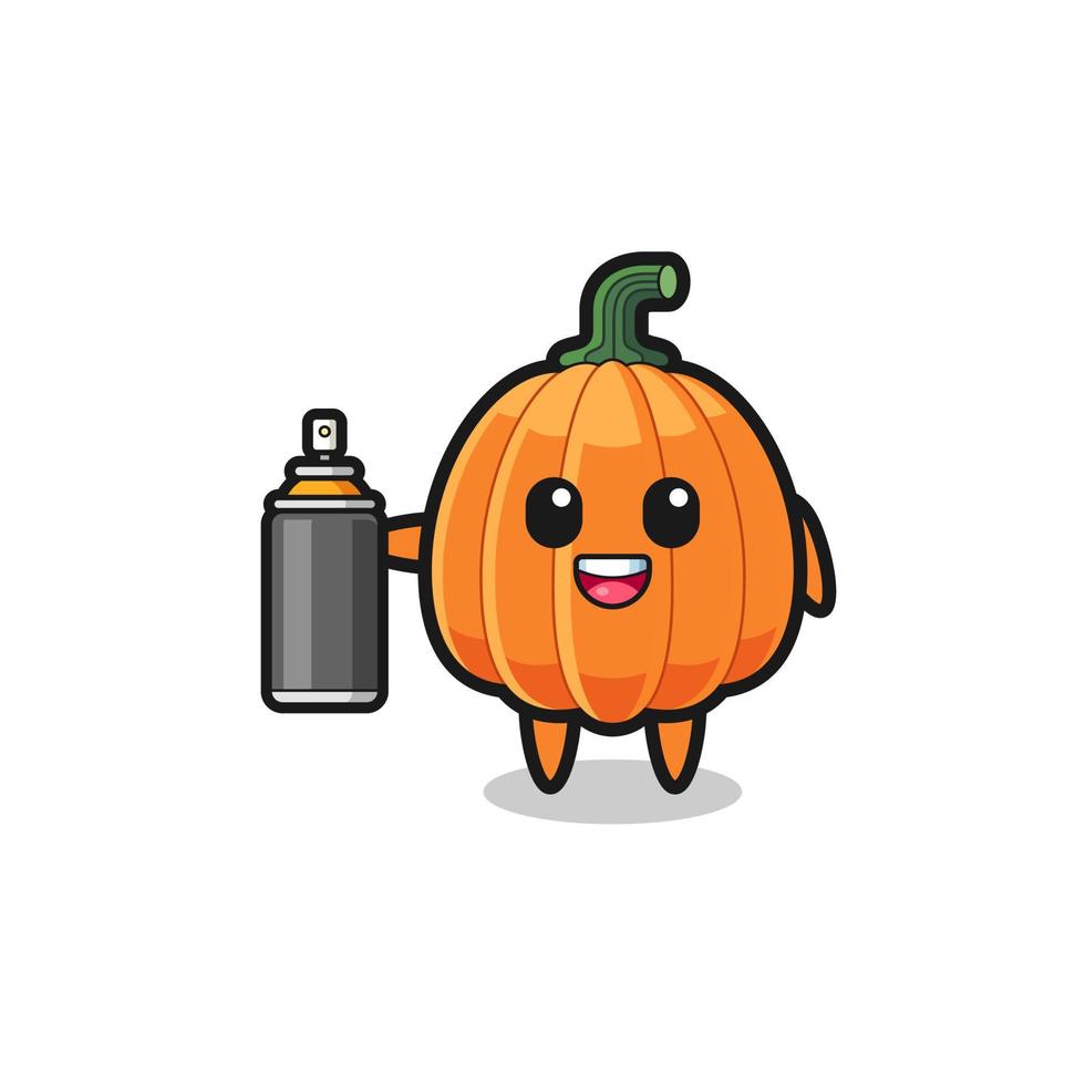 the cute pumpkin as a graffiti bomber vector