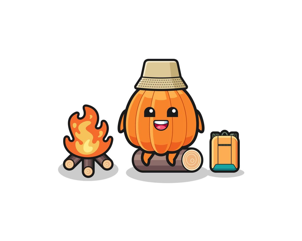 camping illustration of the pumpkin cartoon vector