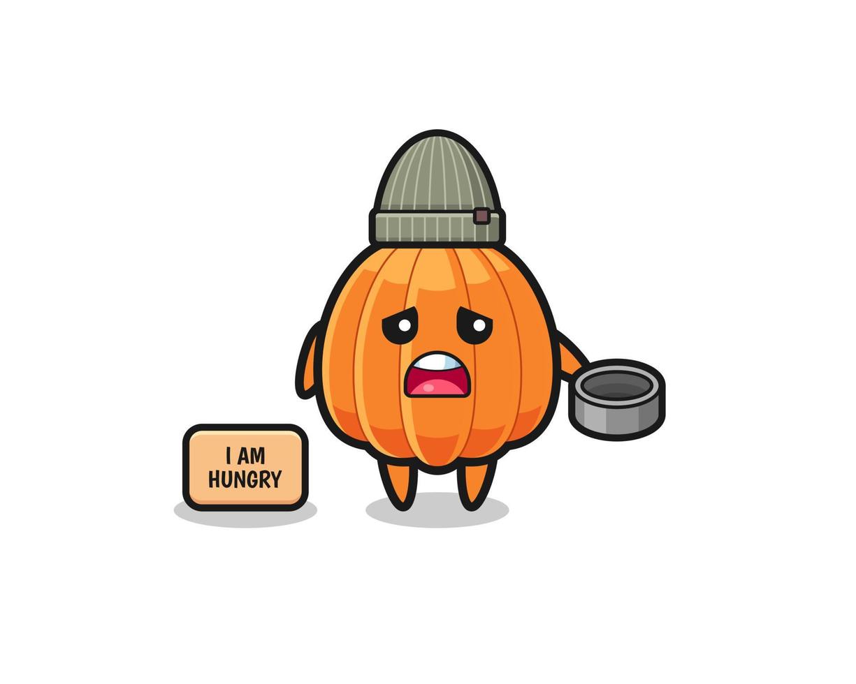 cute pumpkin beggar cartoon character vector