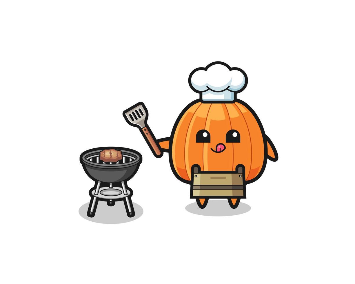 pumpkin barbeque chef with a grill vector