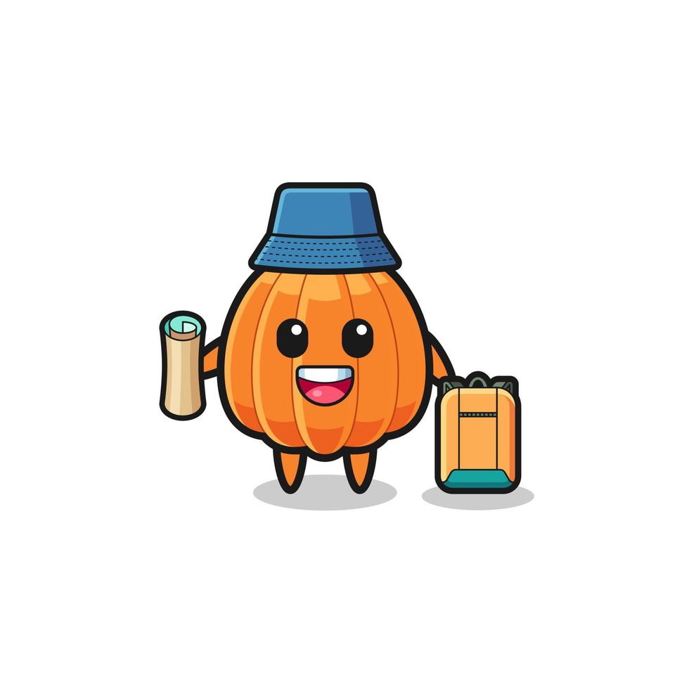 pumpkin mascot character as hiker vector