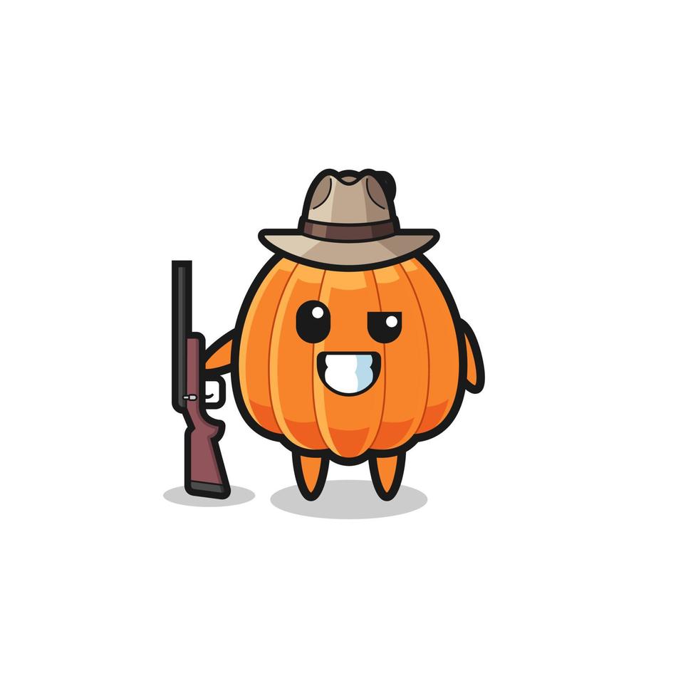 pumpkin hunter mascot holding a gun vector