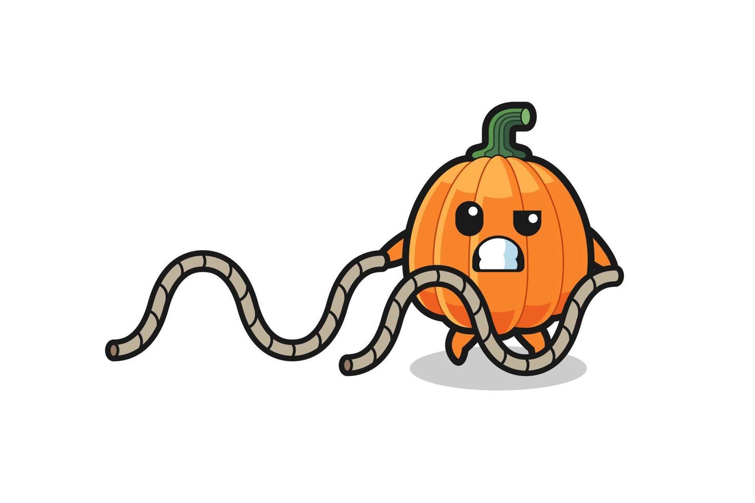 illustration of pumpkin doing battle rope workout vector