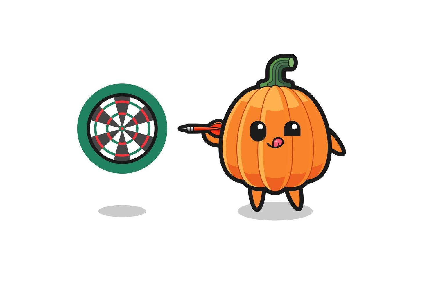 cute pumpkin is playing dart vector