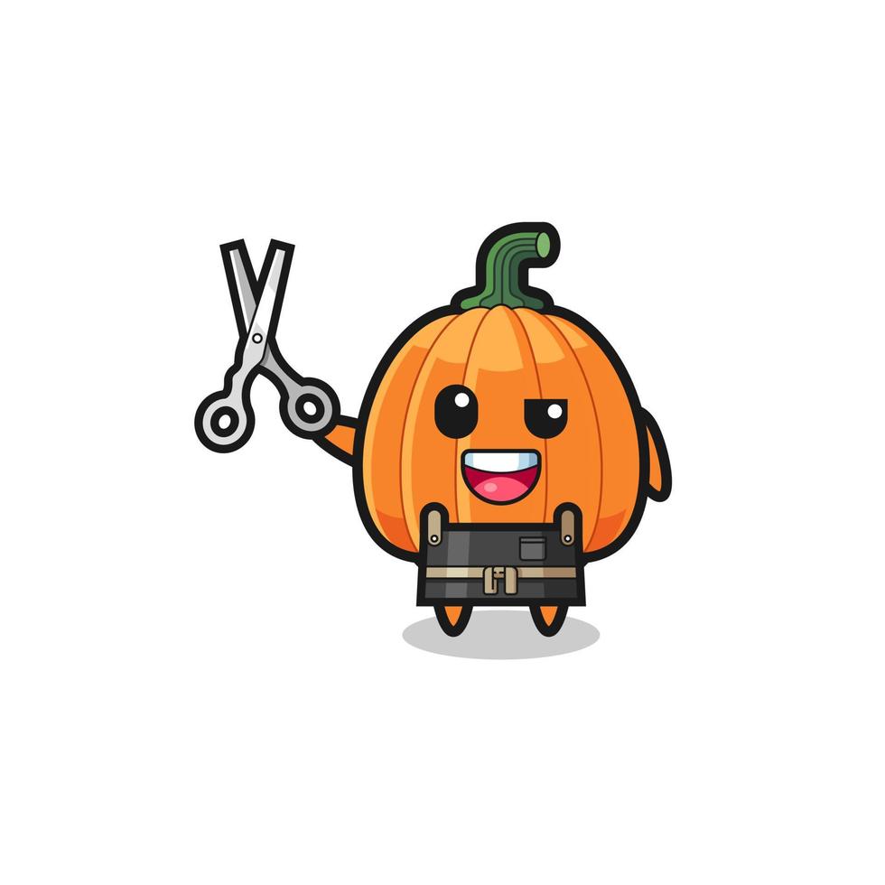 personaje de calabaza como mascota de barbería vector