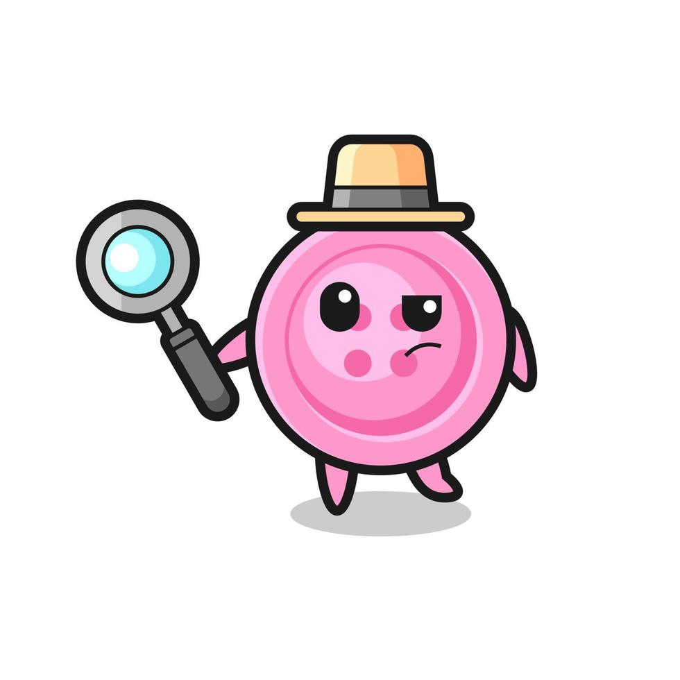 clothing button detective character is analyzing a case vector