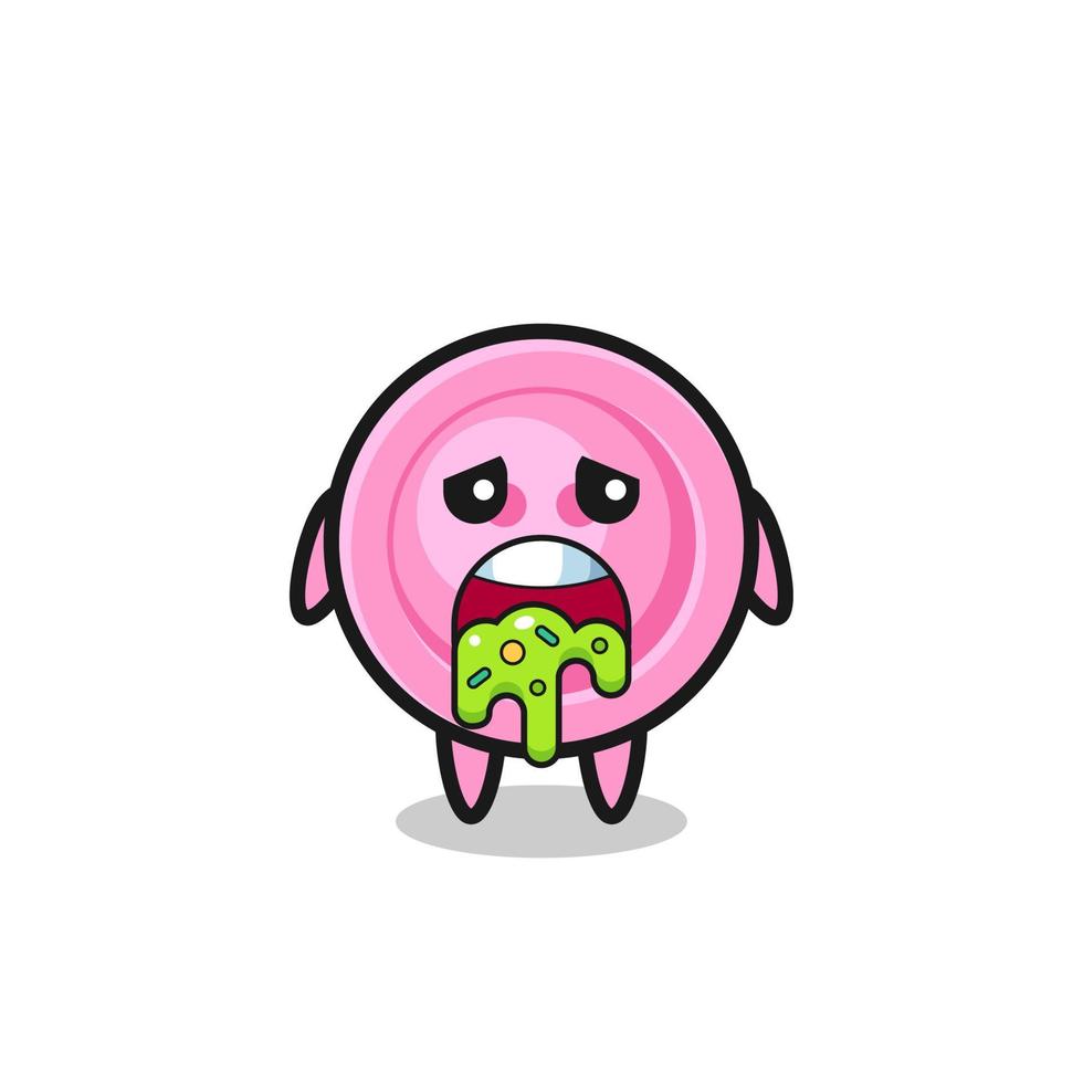 the cute clothing button character with puke vector