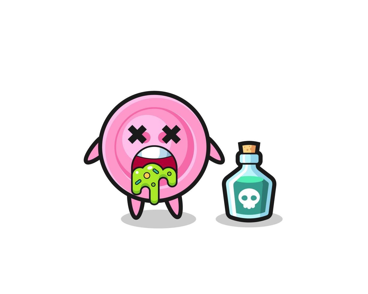 illustration of an clothing button character vomiting due to poisoning vector
