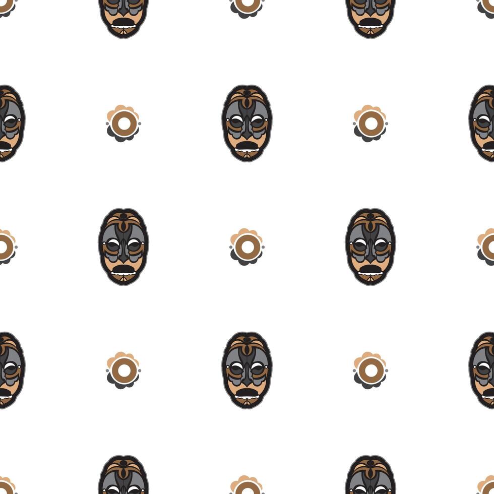 patrón impecable con máscara al estilo de samoa. tiki al estilo polinesio. vector