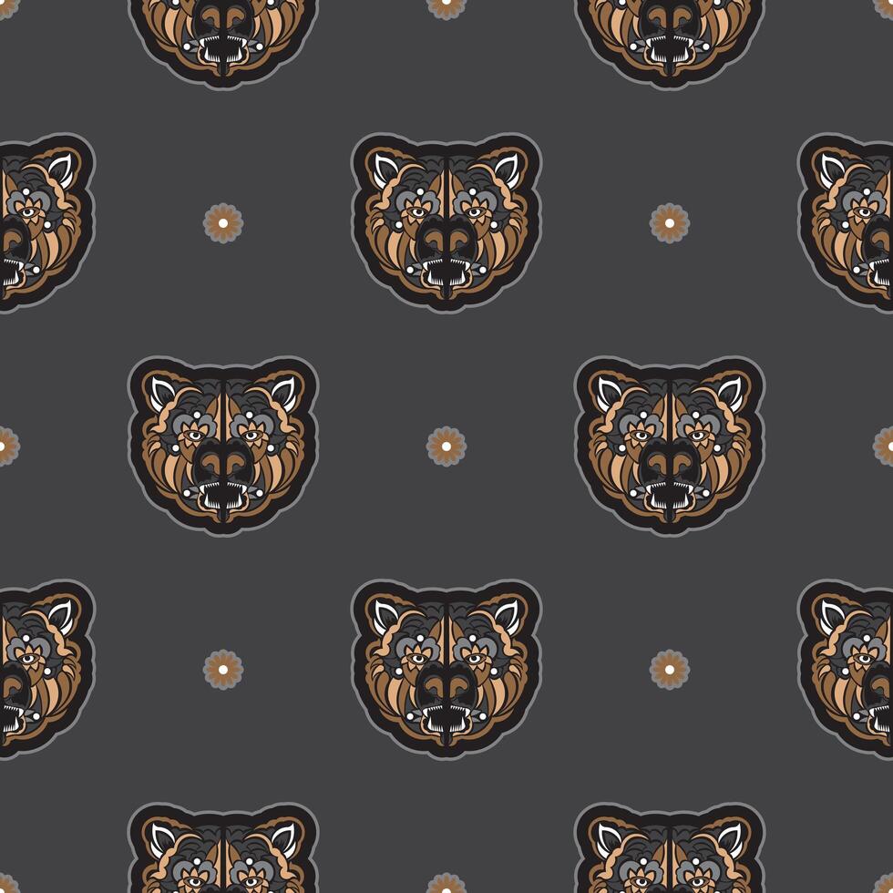 Seamless pattern with BEAR FACE in Simple style. Good for covers, fabrics, postcards and printing. Vector illustration.