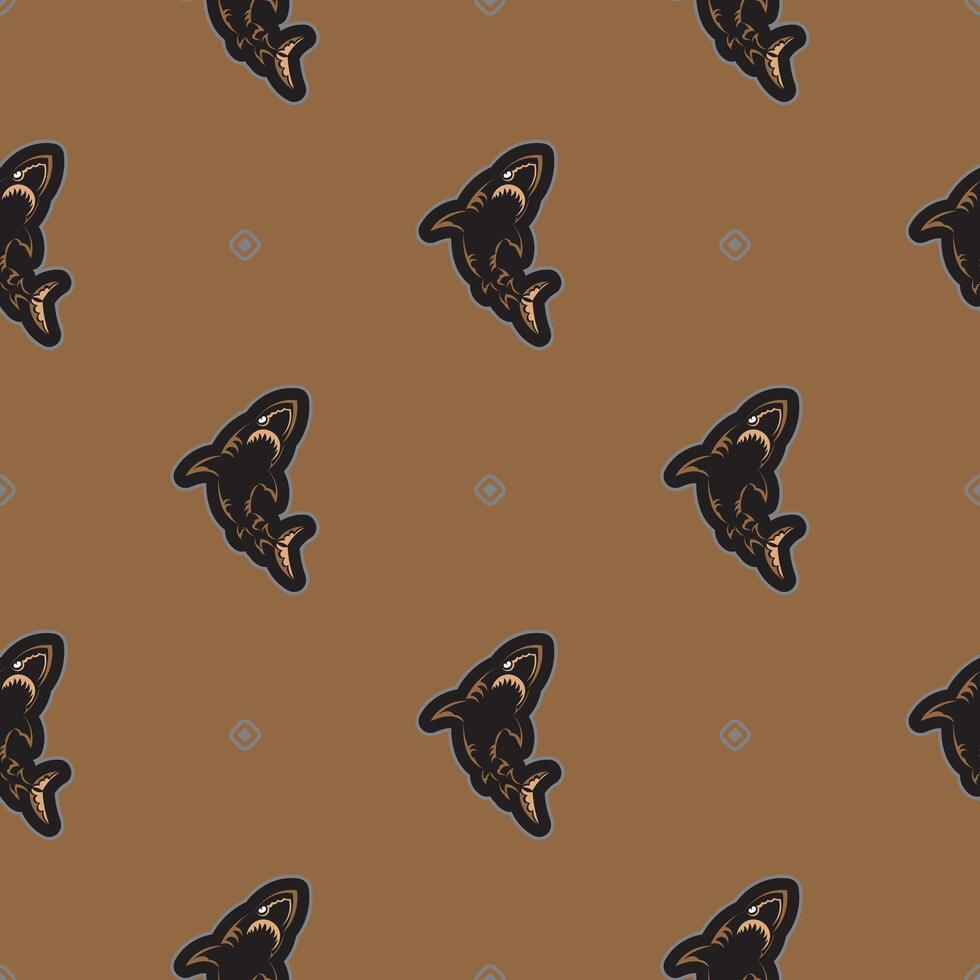 Seamless luxury pattern with sharks. Good for mural wallpaper, fabric, postcards and printing. Vector
