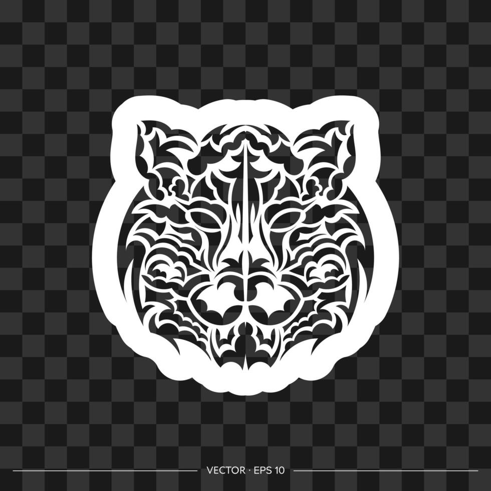 Tiger print in boho style. Polynesian style tiger face. Vector