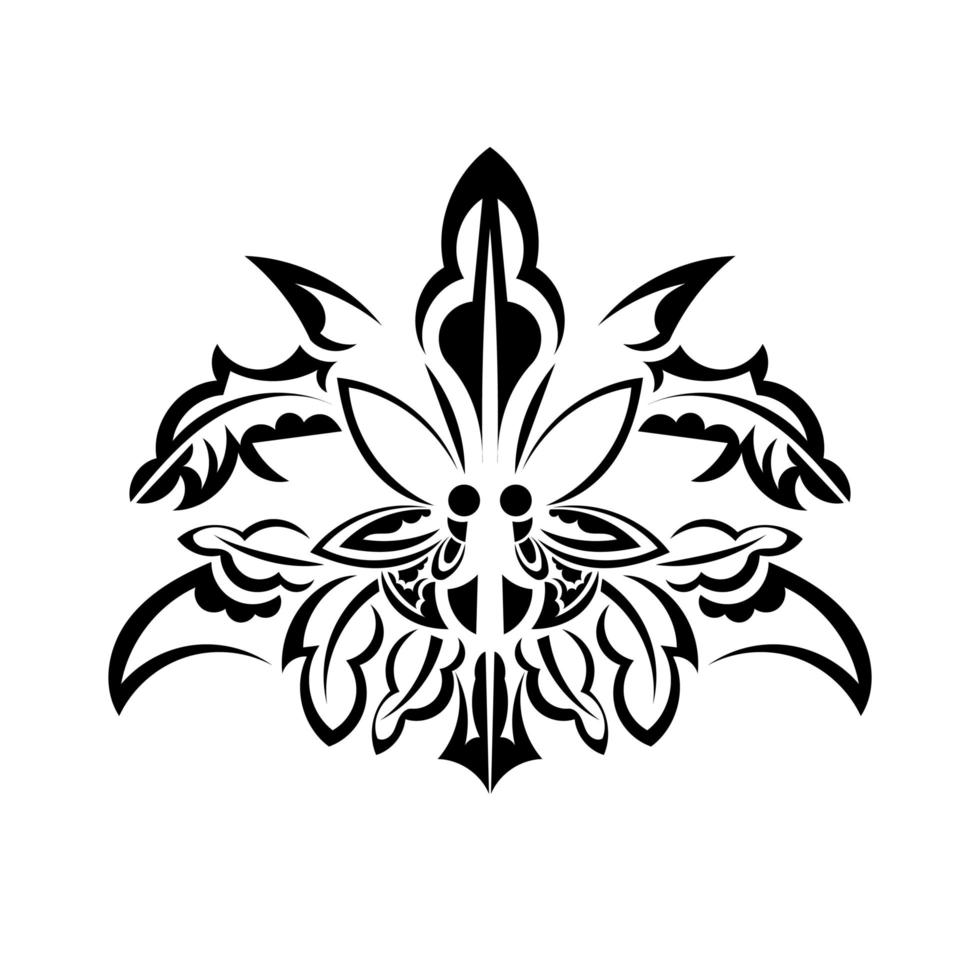 Stylized pattern from the elements of the ornament. There is a black line in the picture. Tattoo. Image for your design and decor. Lace. Isolated. Vector