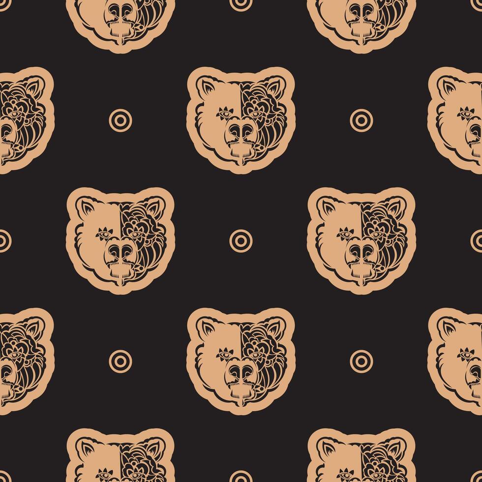 Seamless pattern with BEAR FACE in Simple style. Good for covers, fabrics, postcards and printing. Vector illustration.
