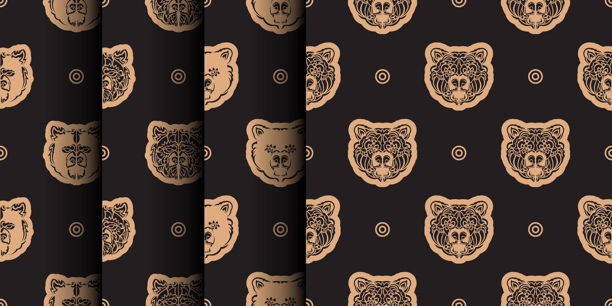 Set Seamless background with BEAR FACE. Suitable for backgrounds, prints, clothing and textiles. illustration. vector