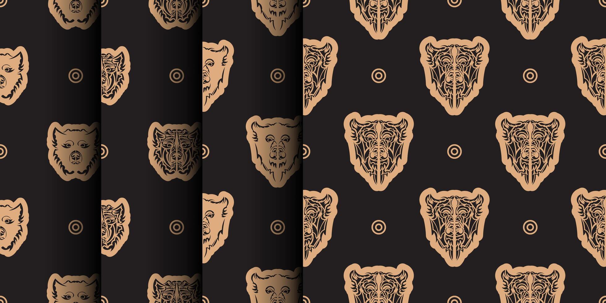 Set of Seamless pattern with dog face in Simple style. Good for backgrounds and prints. Vector illustration.