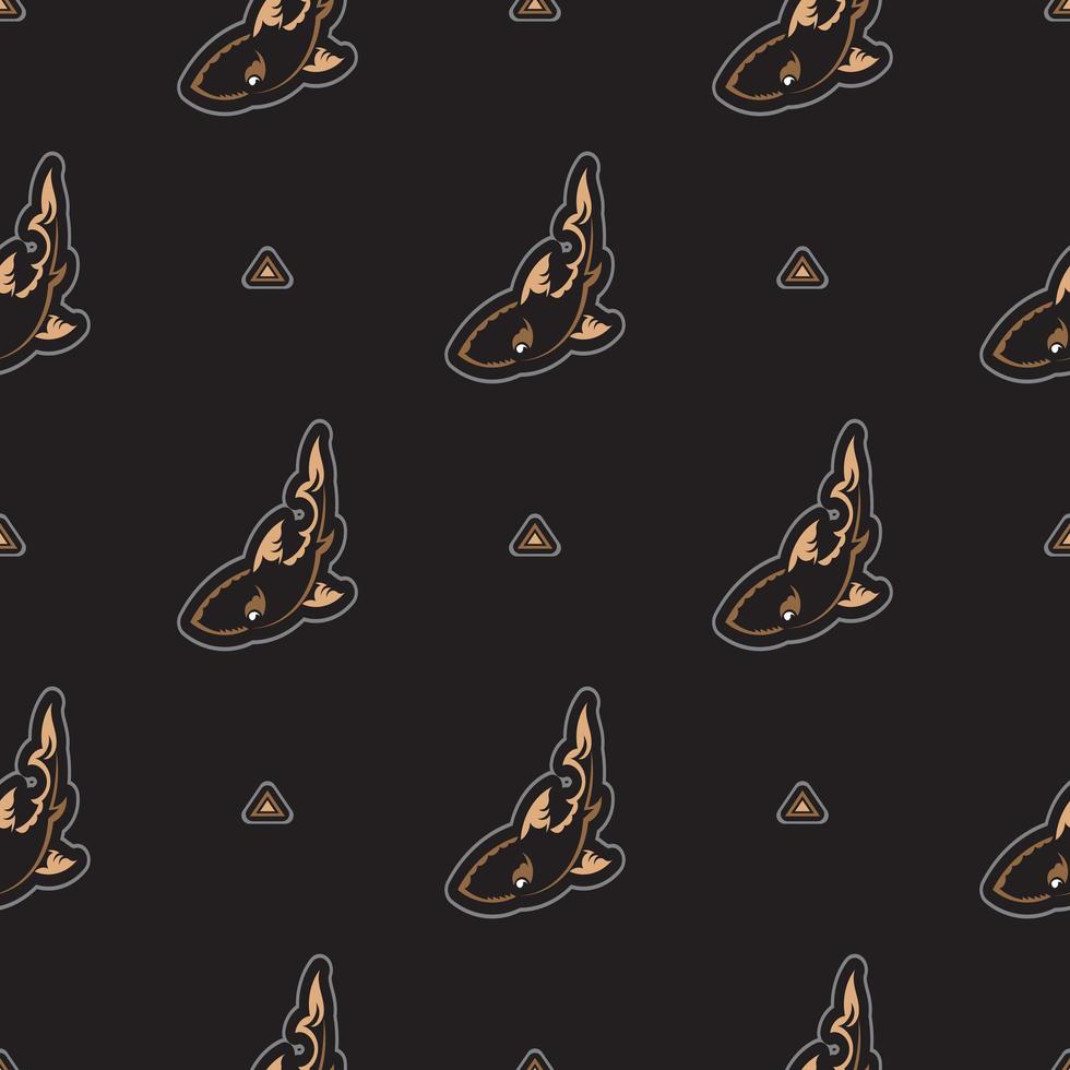 Seamless luxury dark pattern with sharks. Good for menus, postcards, books, wallpaper and fabric. Vector illustration.