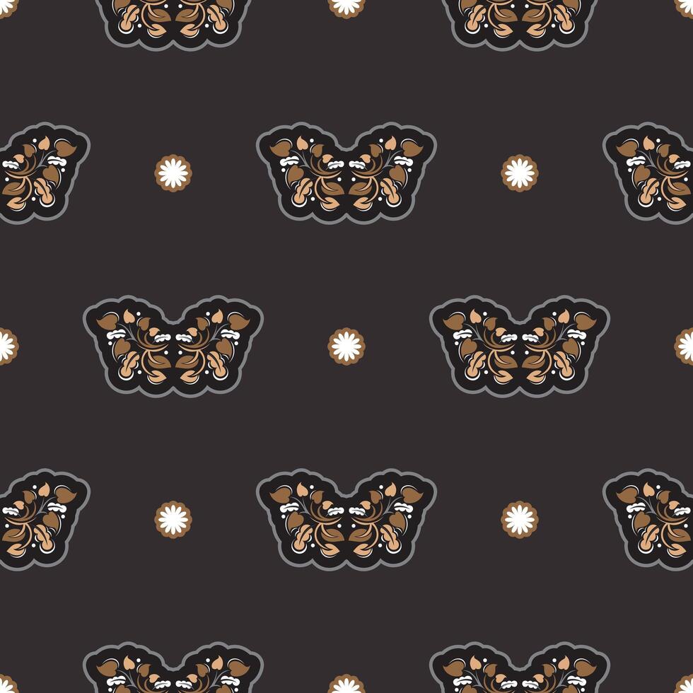 Seamless presentable pattern with flowers and monograms in simple style. Good for garments, textiles, backgrounds and prints. Vector