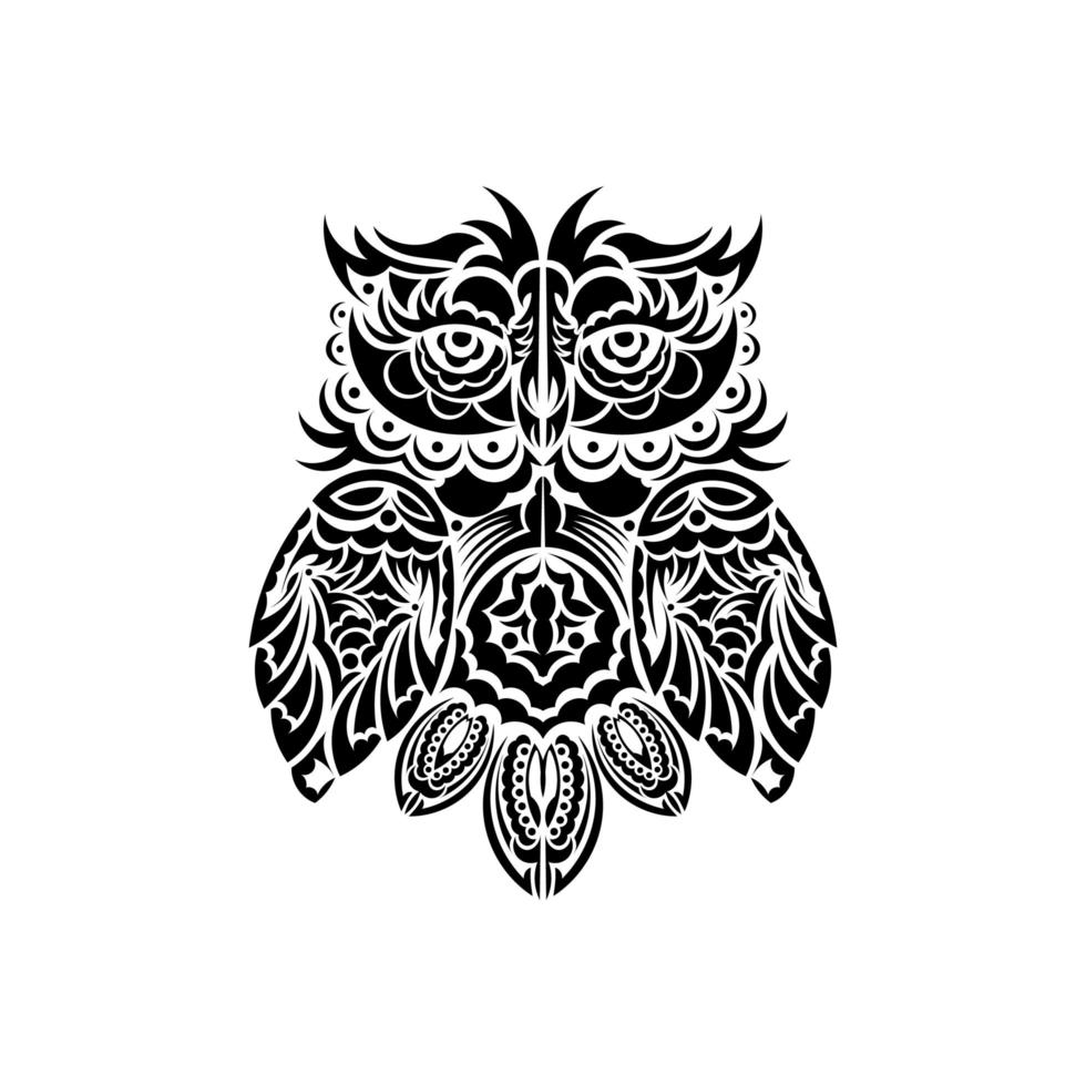 Owl tattoo. Owl from patterns. Vector illustration.