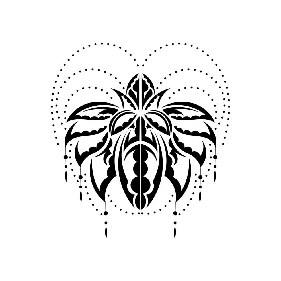 patrón de loto de tatuaje blanco y negro en estilo simple. símbolo de yoga. aislado. vector