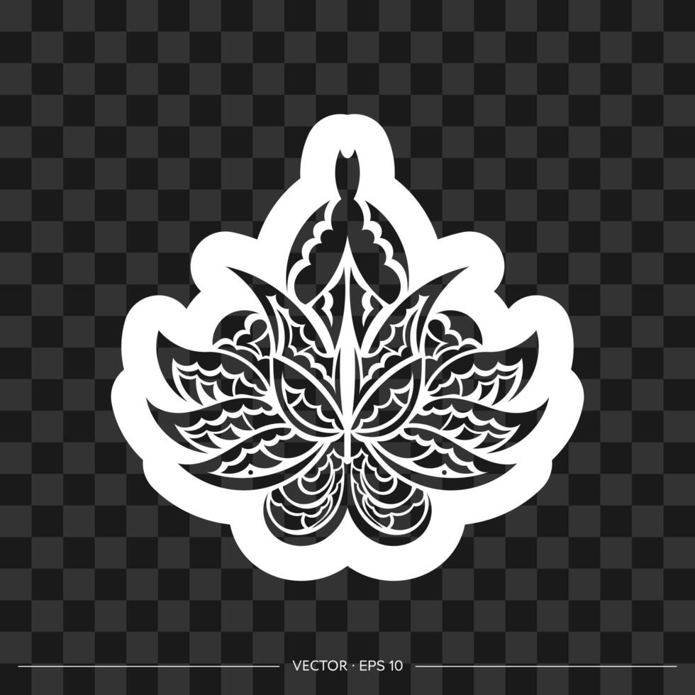 Print Lotus ornament, ethnic tattoo. Samoan style.Isolated. Vector