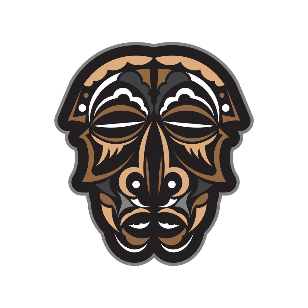 Tiki mask in Hawaiian style. Good for t-shirt prints, cups, phone cases and tattoos. Isolated. Vector