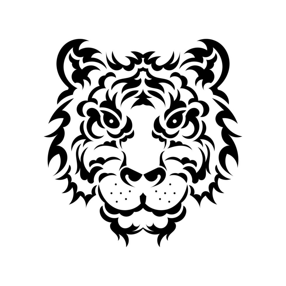 The tiger's face is made up of patterns. Lion tattoo isolated on white background. illustration. vector