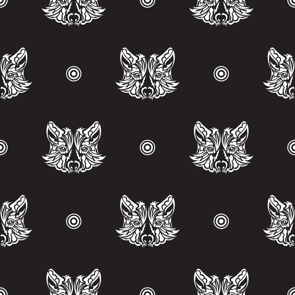 Seamless pattern with the face of a wolf. Good covers, fabrics, postcards and printing. Vector