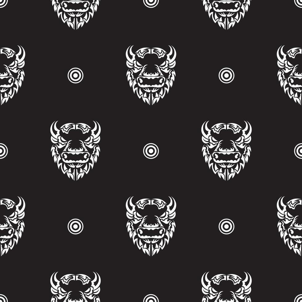 Seamless pattern with the face of the Bull. Good covers, fabrics, postcards and printing. Vector