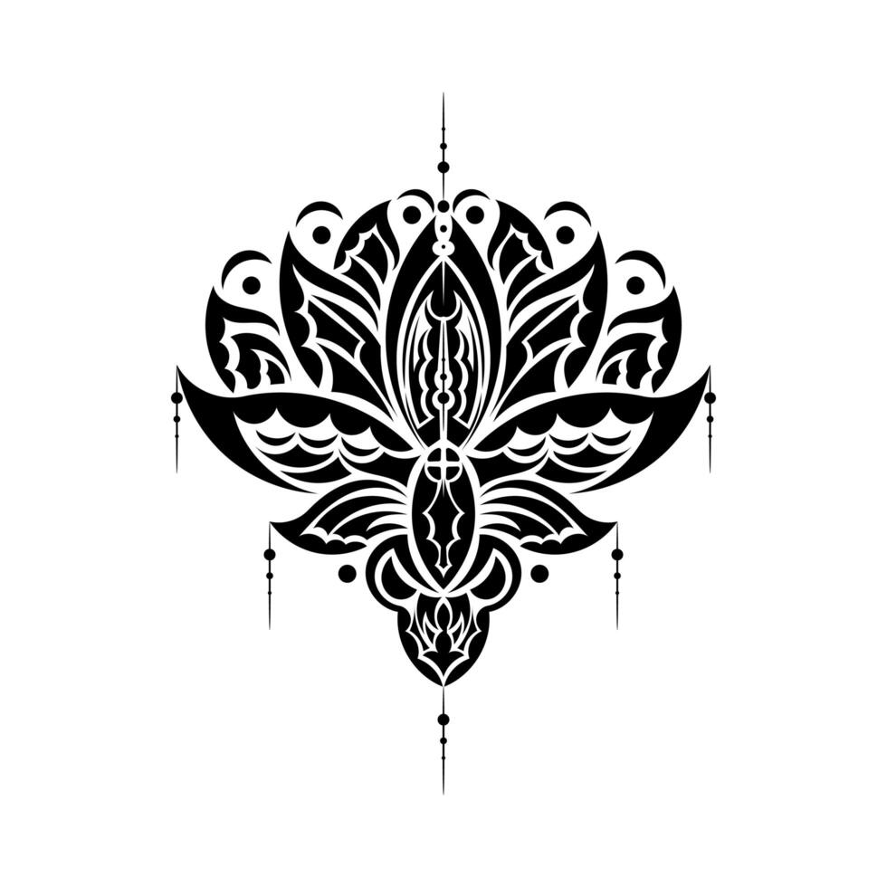 Lotus flower, yoga or zen decorative element in boho style, Indian modern decoration. illustration. vector