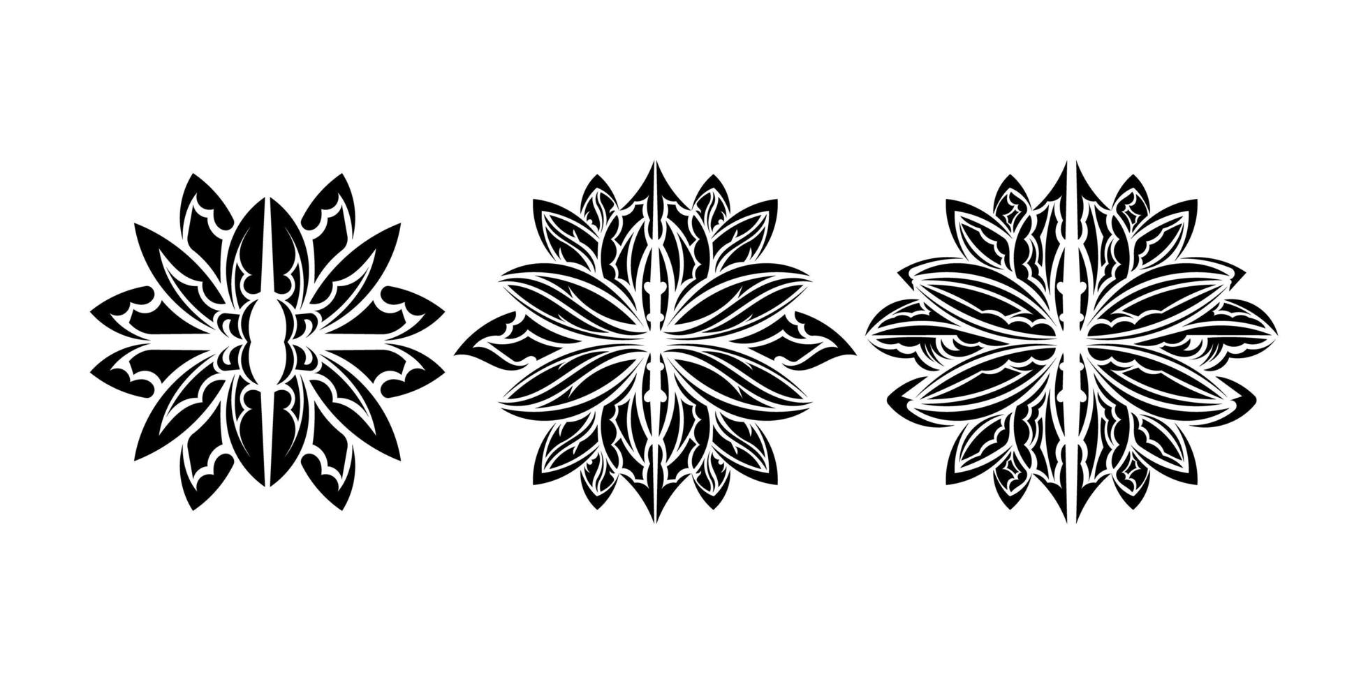 conjunto de patrón de loto en estilo simple. símbolo de yoga. impresión en blanco y negro. aislado. ilustración vectorial vector