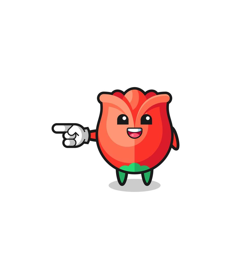 rose cartoon with pointing left gesture vector