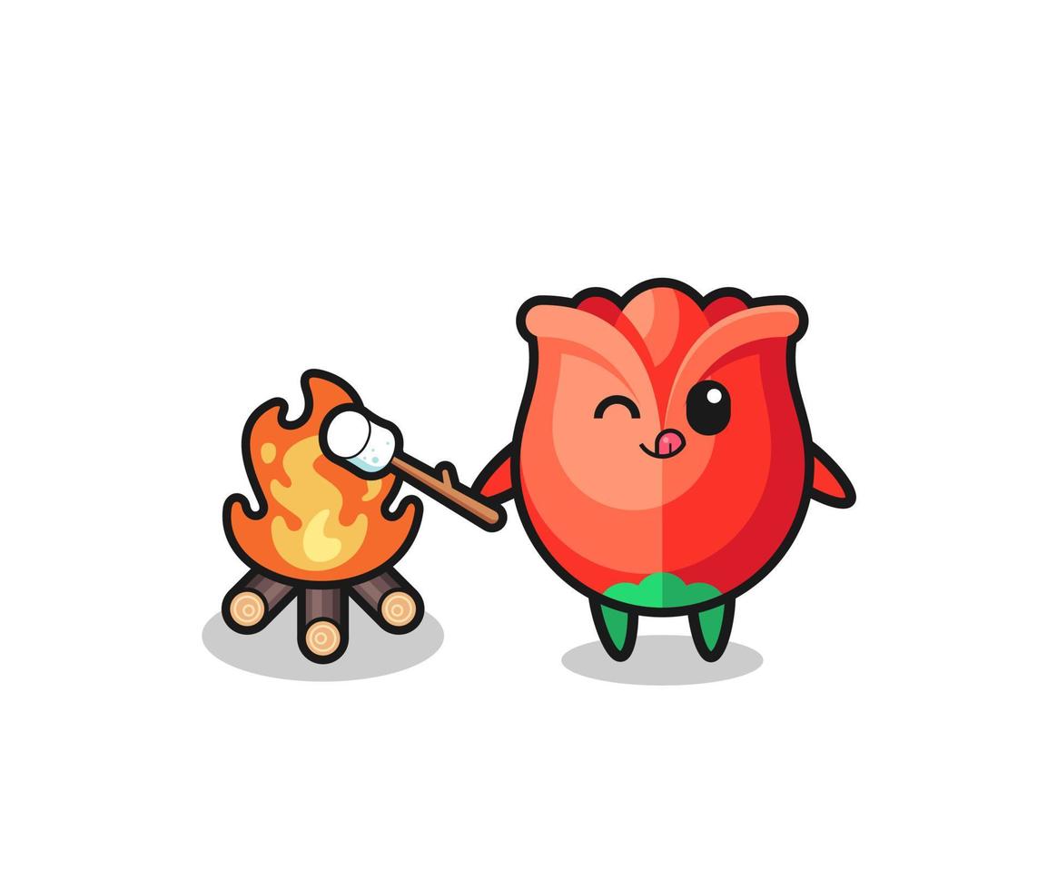 rose character is burning marshmallow vector